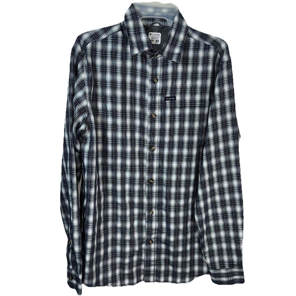 Columbia Button Up Shirt Long Sleeves, Omni Shield Zip Pocket Excellent Sz M